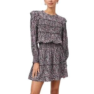 RAILS Women’s Faren Long Sleeve Floral Boho Ruffle Lace Mini Dress